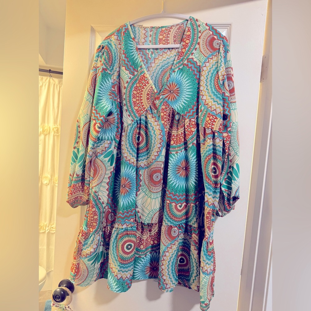 Colorful Bohemian Patterned Dress size LARGE